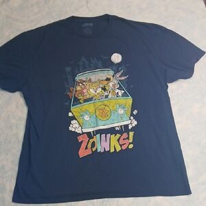 WB Blue Graphic T-Shirt Looney Tunes Mystery Machine Zoinks SZ XXL